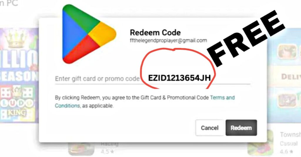 free google play redeem code gift