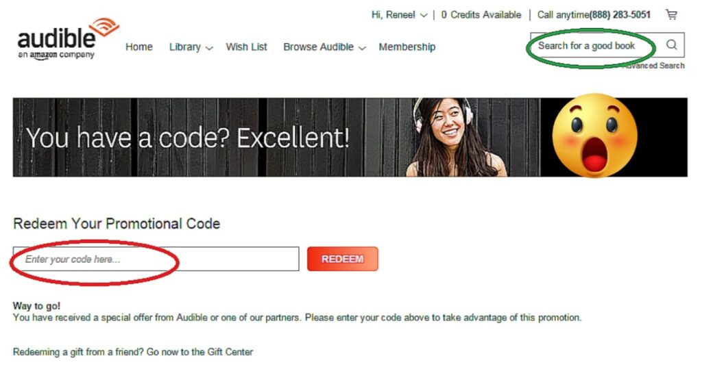 REDEEM AUDIBLE CODE